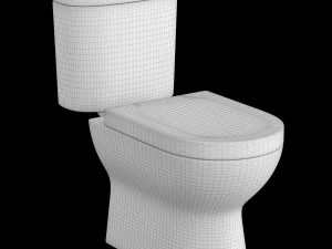 two piece rounded rectangle shape ewc toilet modeled in 3ds max 3D Model
