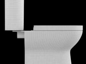 two piece rounded rectangle shape ewc toilet modeled in 3ds max 3D Model