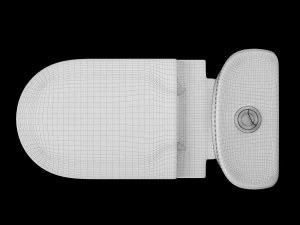 two piece rounded rectangle shape ewc toilet modeled in 3ds max 3D Model