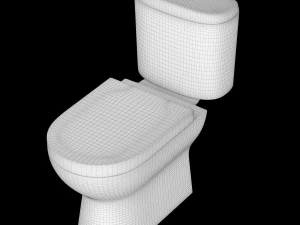 two piece rounded rectangle shape ewc toilet modeled in 3ds max 3D Model