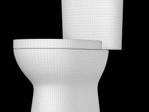 two piece rounded rectangle shape ewc toilet modeled in 3ds max 3D Model