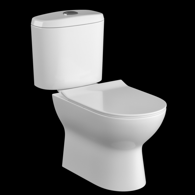 two piece rounded rectangle shape ewc toilet modeled in 3ds max 3D 模型 .c4d .max .obj .3ds .fbx .stl .blend 