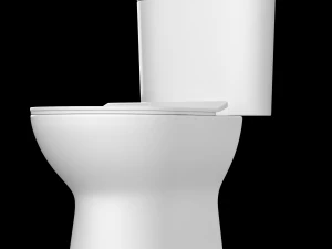 two piece rounded rectangle shape ewc toilet modeled in 3ds max 3D Model