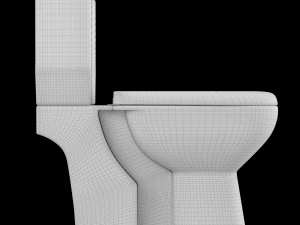 two piece rectangle shape ewc toilet modeled in 3ds max 3D Model