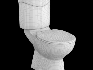 two piece oval shape ewc toilet modeled in 3ds max 3D Model