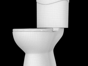 two piece oval shape ewc toilet modeled in 3ds max 3D Model