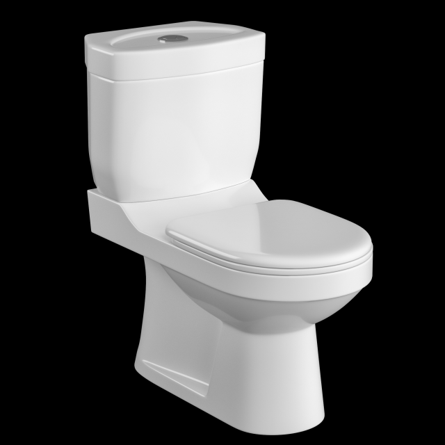 two piece oval shape ewc toilet modeled in 3ds max 3D 模型 .c4d .max .obj .3ds .fbx .stl .blend 