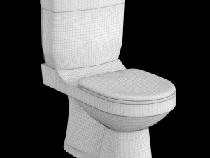 two piece oval shape ewc toilet modeled in 3ds max 3D Model