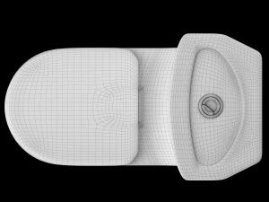 two piece oval shape ewc toilet modeled in 3ds max 3D Model
