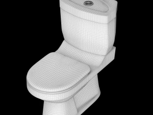 two piece oval shape ewc toilet modeled in 3ds max 3D Model