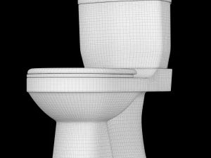 two piece oval shape ewc toilet modeled in 3ds max 3D Model