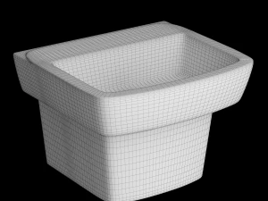 wall hung rectangle wash basin modeled in 3ds max 3D Model