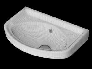 wall hung rectangle wash basin modeled in 3ds max 3D Model