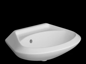 Lavat&oacute;rio semi-redondo pendurado na parede modelado no 3ds max Modelo 3D