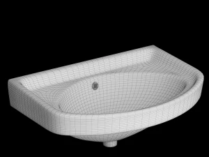 wall hung rectangle wash basin modeled in 3ds max 3D Model