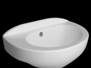 Lavat&oacute;rio semi-redondo pendurado na parede modelado no 3ds max Modelo 3D