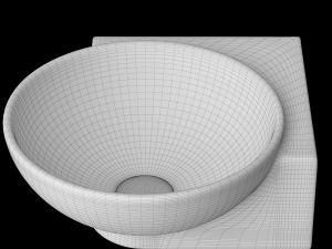 wall hung round shape corner wash basin modeled in 3ds max 3D Model