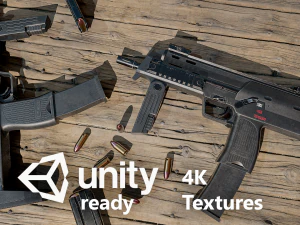 mp7 makineli 4k pbr dokular oyunu hazır aaa 3D Model