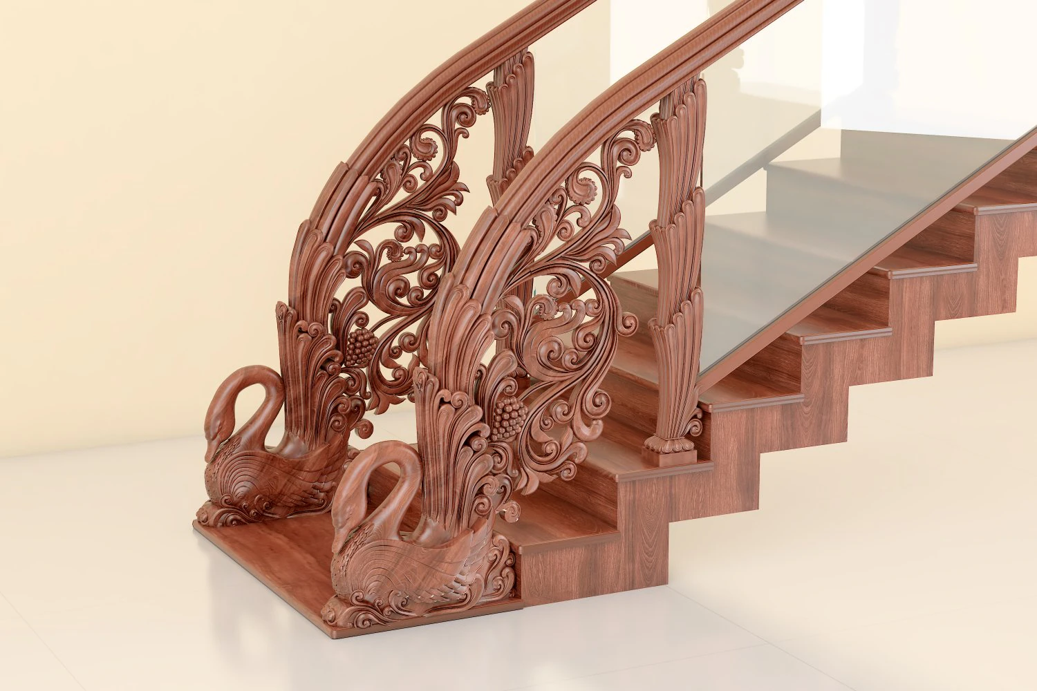 classic wooden stair 3D Model .c4d .max .obj .3ds .fbx .stl .blend