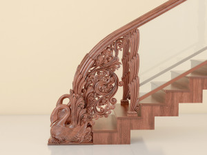 classic wooden stair 3D-Modell