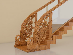 classic wooden stair 3D-Modell