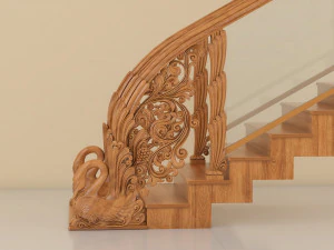 classic wooden stair 3D Model