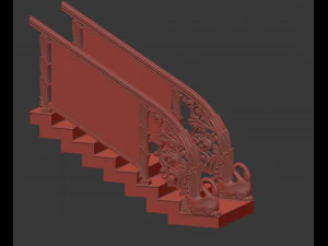 classic wooden stair 3D Model