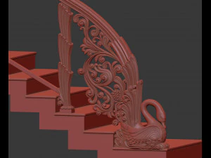 classic wooden stair 3D Model