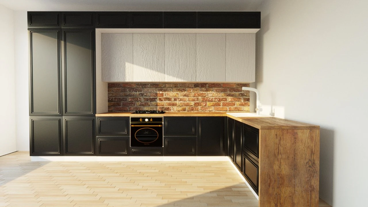 black kitchen 3D Model .c4d .max .obj .3ds .fbx .stl .blend 