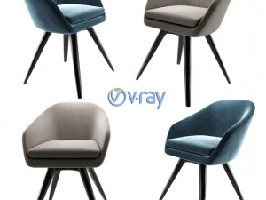 aleria upholstered steel swivel chair 3D Model
