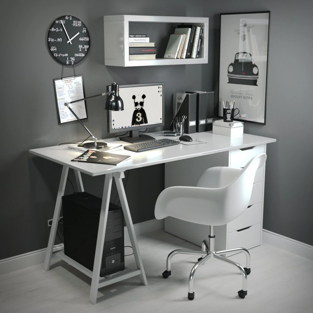 desk in the scandinavian style 3D Model .c4d .max .obj .3ds .fbx .stl .blend 