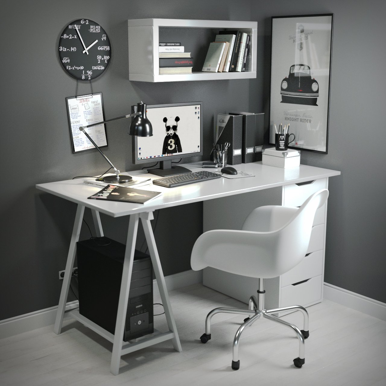 Workplace set 002 3D Model in Desk 3DExport