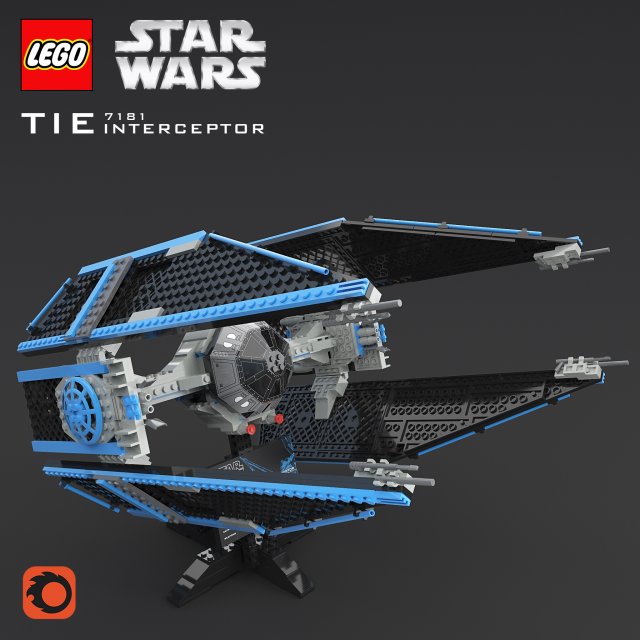 lego sw tie interceptor Model 3D .c4d .max .obj .3ds .fbx .stl .blend 