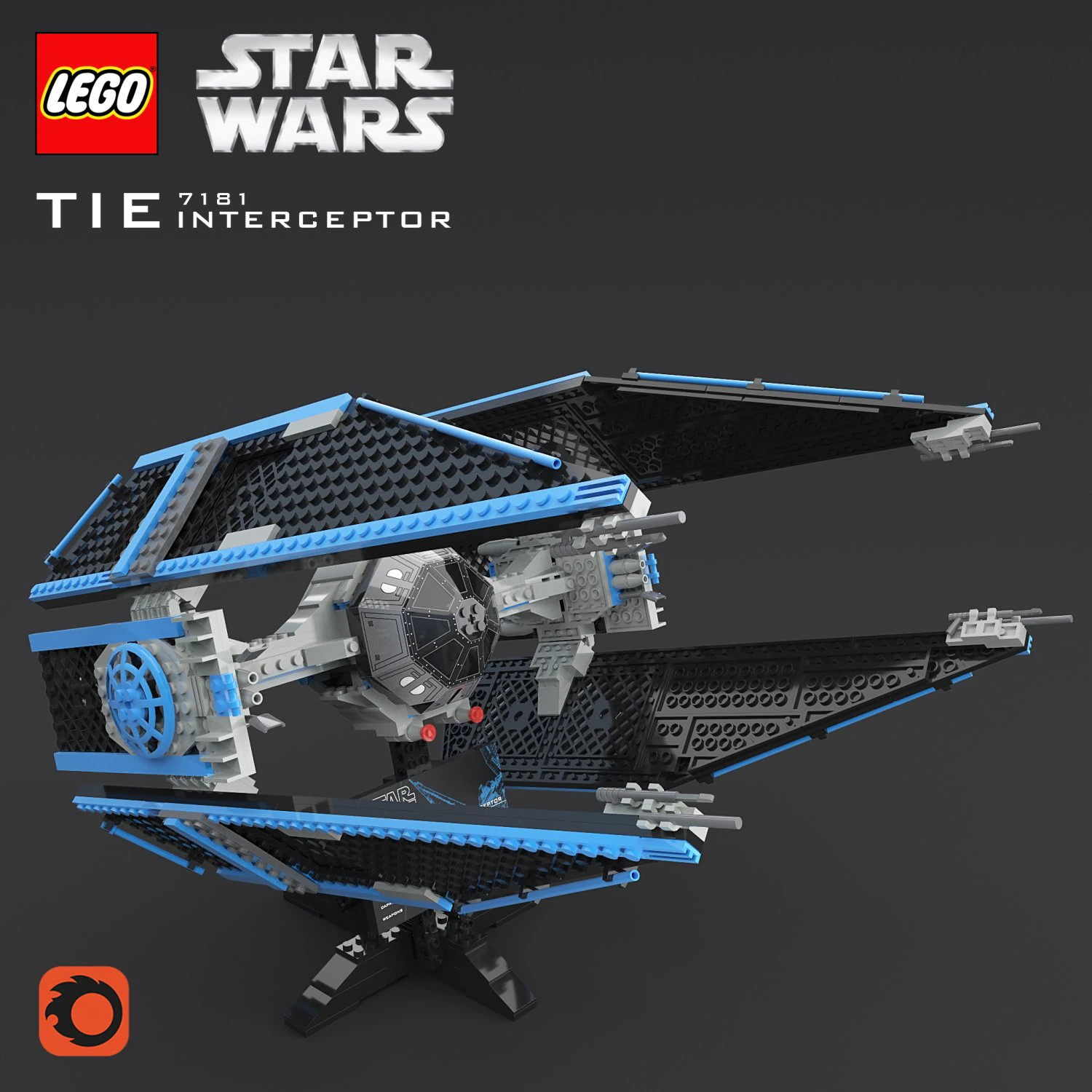 lego sw tie interceptor 3D Model .c4d .max .obj .3ds .fbx .stl .blend
