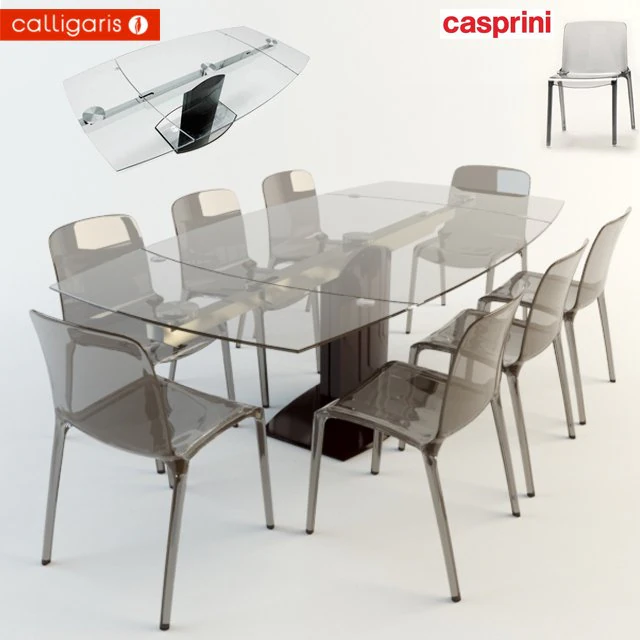 dining table and chairs calligaris 3D Model .c4d .max .obj .3ds .fbx .stl .blend 