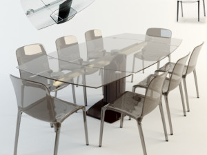 dining table and chairs calligaris 3D Model