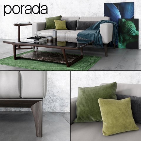 sofa and tables porada 3D मॉडल .c4d .max .obj .3ds .fbx .stl .blend 