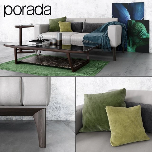 sofa and tables porada 3D Model .c4d .max .obj .3ds .fbx .stl .blend 