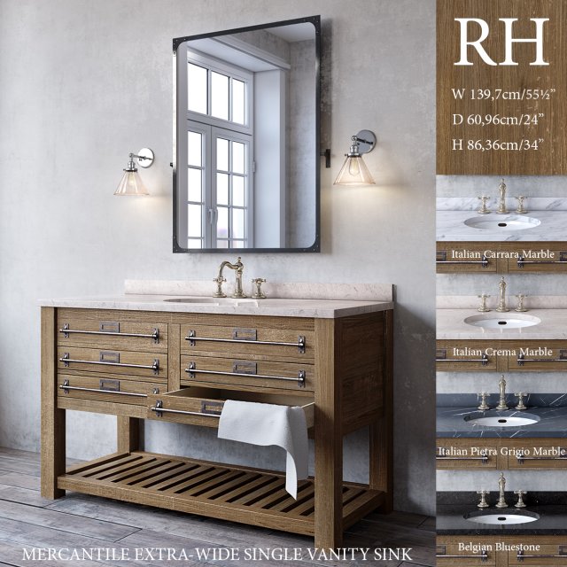 mercantile extra-wide single vanity sink Modello 3D .c4d .max .obj .3ds .fbx .stl .blend 