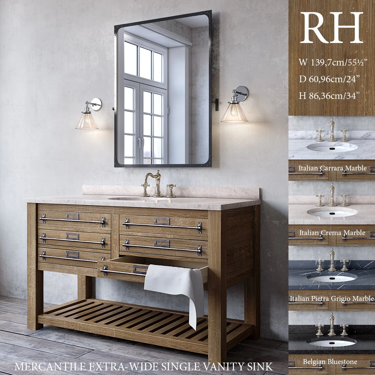 mercantile extra-wide single vanity sink 3D Model .c4d .max .obj .3ds .fbx .stl .blend 