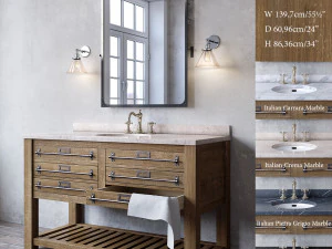 मर्केंटाइल एक्स्ट्रा-वाइड सिंगल वैनिटी सिंक 3D मॉडल