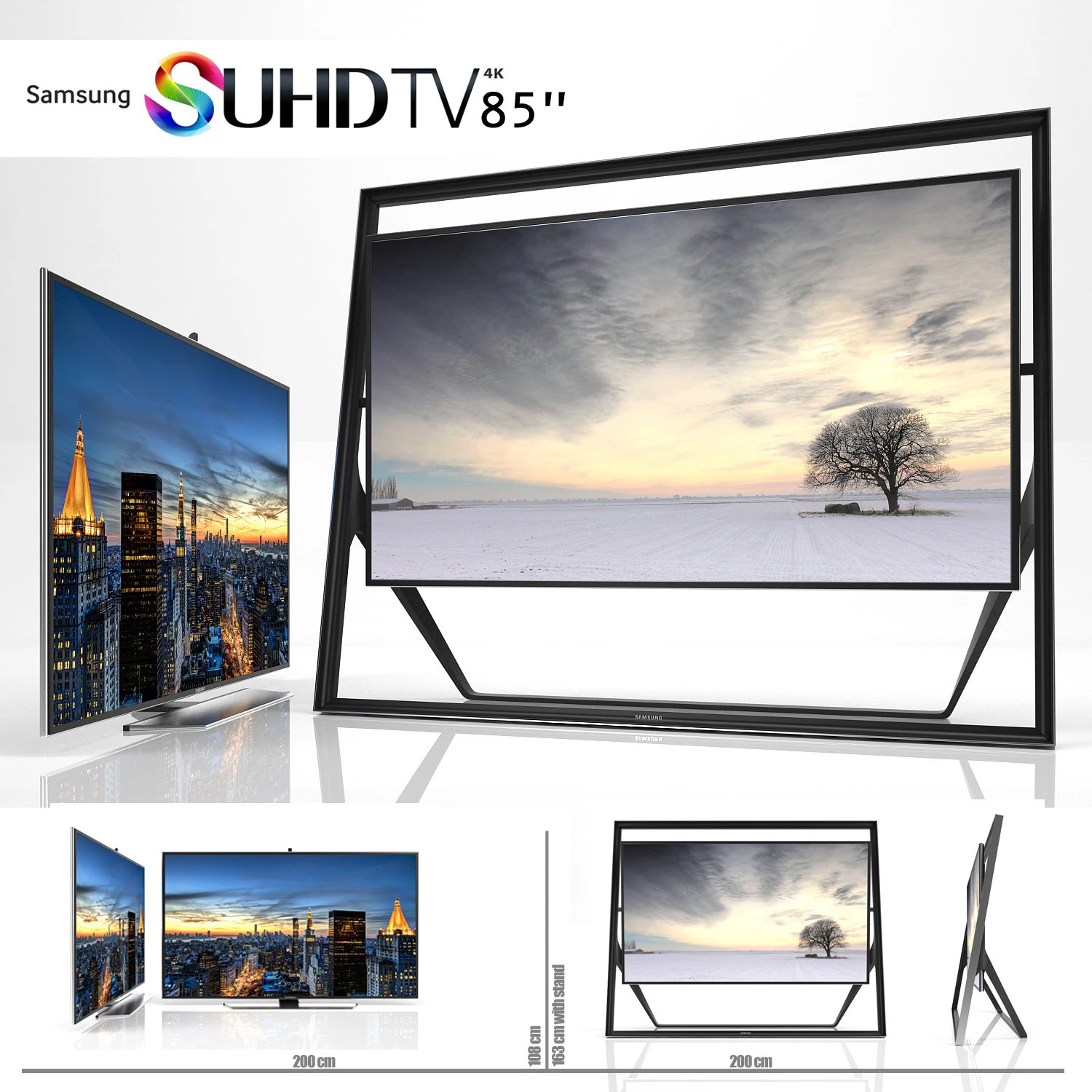tv samsung 85 pulgadas uhd Modelo 3D .c4d .max .obj .3ds .fbx .stl .blend 