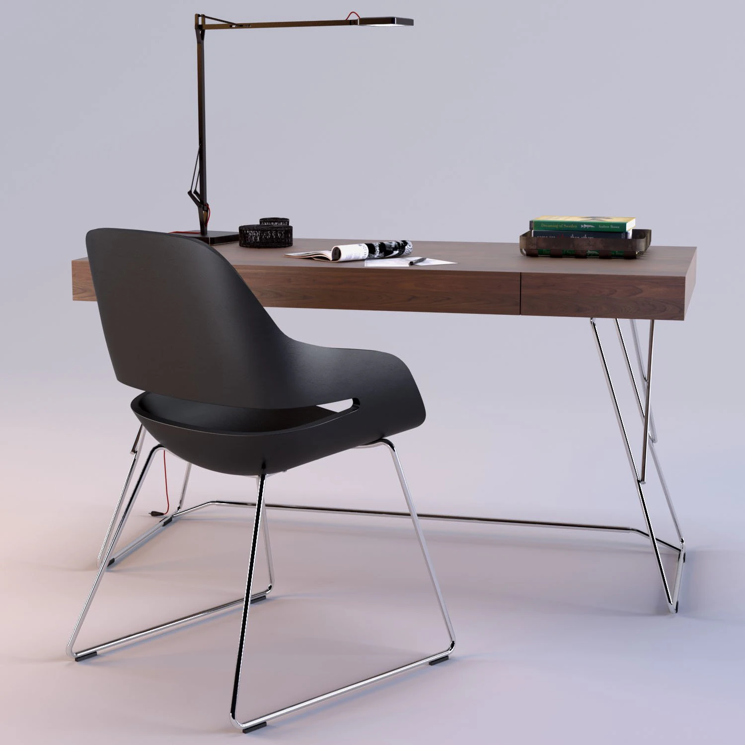 maestrale desk eva chair by zanotta 3D Model .c4d .max .obj .3ds .fbx .stl .blend 