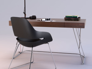 maestrale desk eva chair by zanotta Modelo 3D