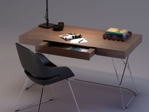 maestrale desk eva chair by zanotta Modello 3D