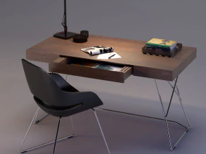 maestrale desk eva chair by zanotta 3D Model