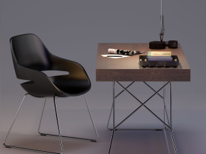 maestrale desk eva chair by zanotta Modello 3D