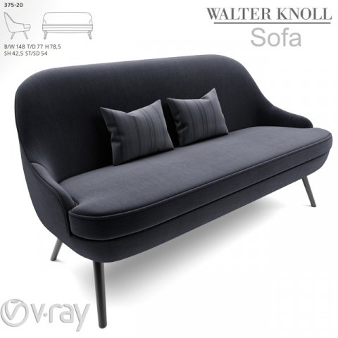 375 walter knoll sofa 3D Модель .c4d .max .obj .3ds .fbx .stl .blend 