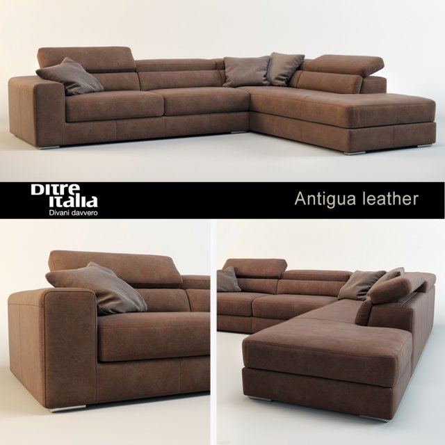 sofa antigua leather ditre italia 3D Model .c4d .max .obj .3ds .fbx .stl .blend 