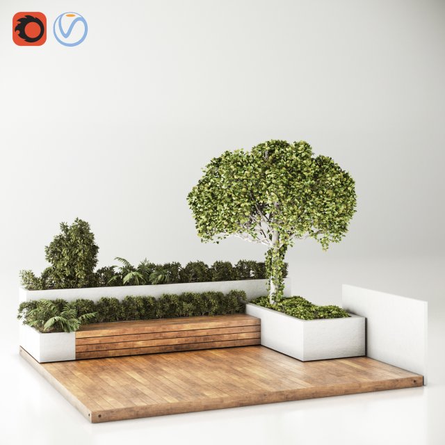 roof garden furniture seating and garden set 3D 模型 .c4d .max .obj .3ds .fbx .stl .blend